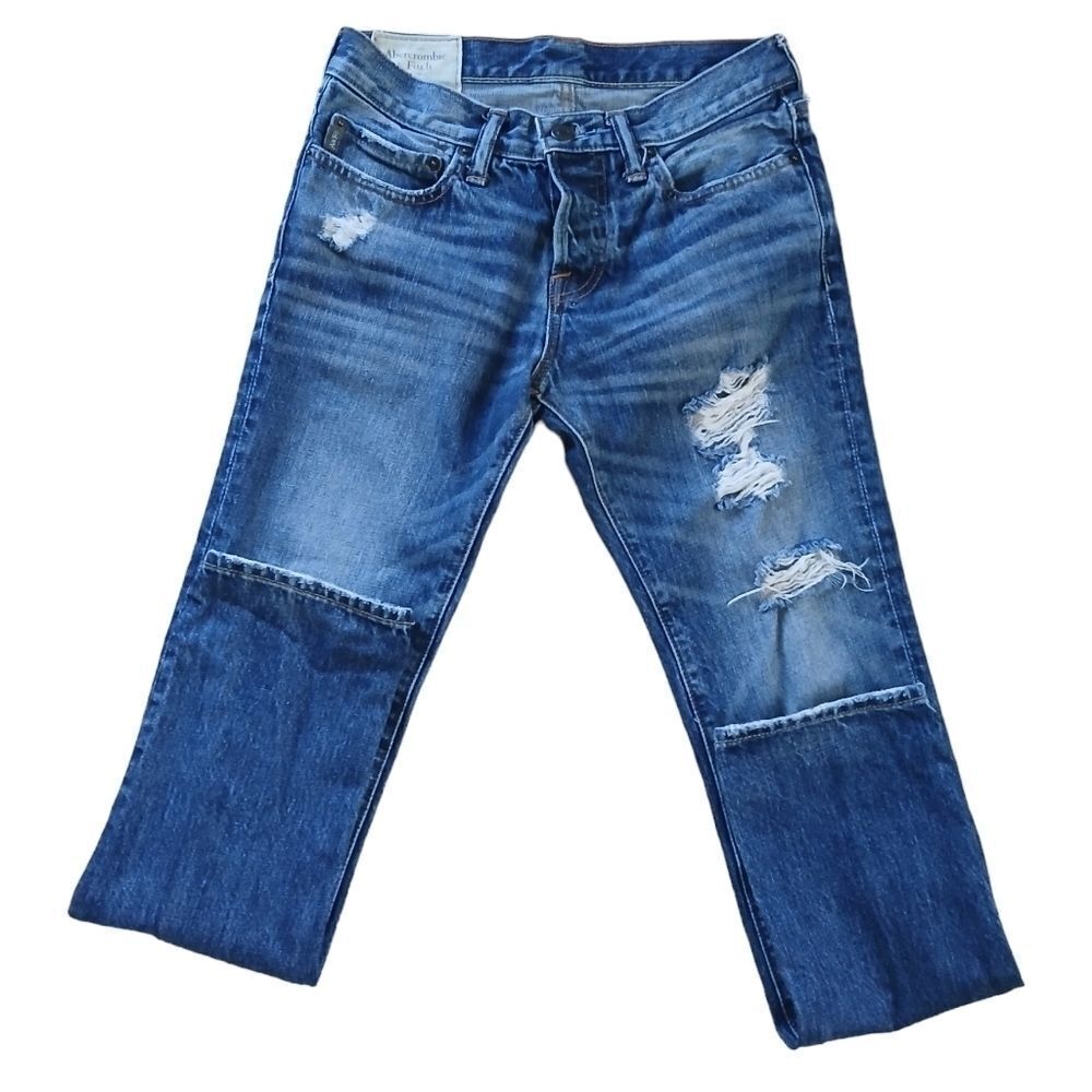 Men's Abercrombie & Fitch Jeans Denim Drk Wash Skinny Distressed